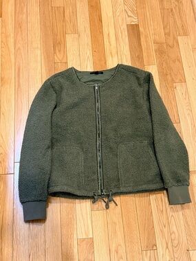 Banana Republic Olive Green Lined Sherpa Sweatshirt Jacket zip up